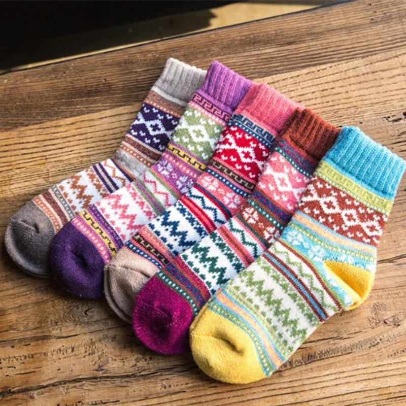 Johnature, 5 пар/лот, женские теплые шерстяные зимние осенние носки, толстые, рождественский подарок, милые японские Мультяшные животные, женские носки - Цвет: pattern 2