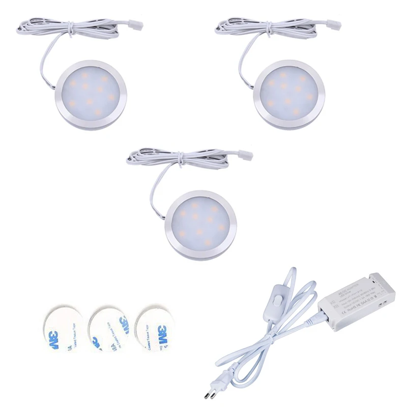 3 lamp AIBOO светодиодный под прилавком под кабинетное освещение 3/4/6 кронштейнов для шайбовые светильники для шкафов, полок и прочей мебели шкаф украшения - Цвет: 3 lamp