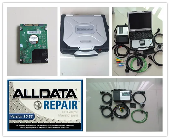 

2018 super mb star c5 and alldata 10.53 software in hdd 1tb with laptop cf30 star diagnose for 12v 24v ready to work