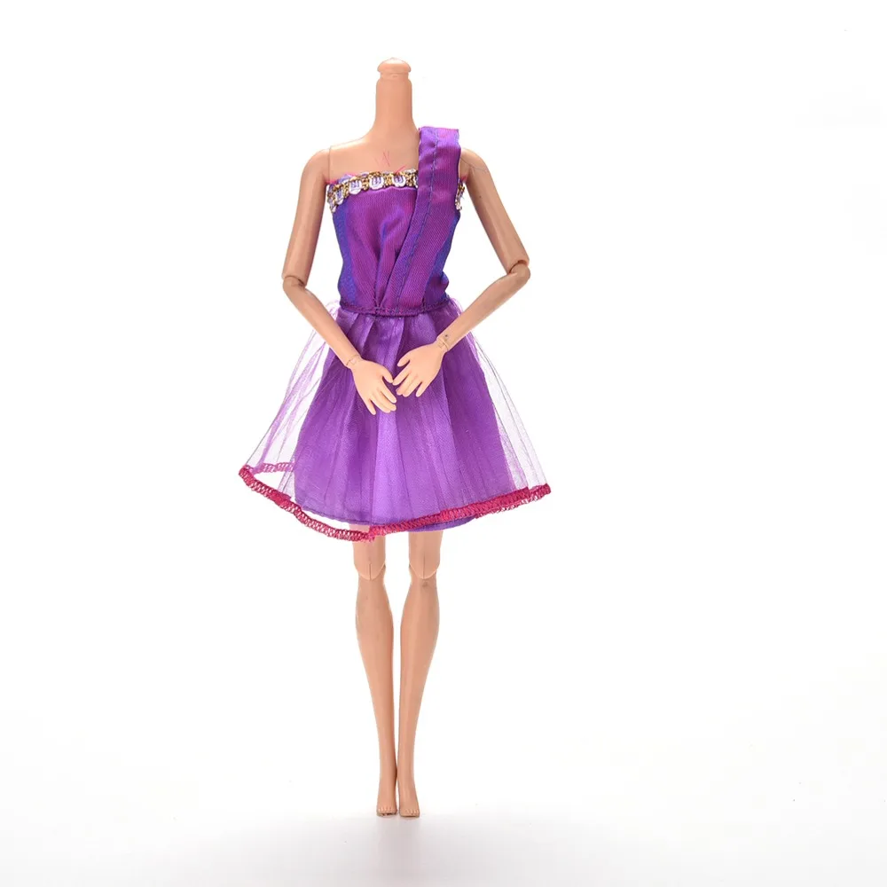 Фиолетовый кружева одно плечо Кукольное платье ручной работы свадебное платье мини вечерние платье для куклы модная одежда Костюмы