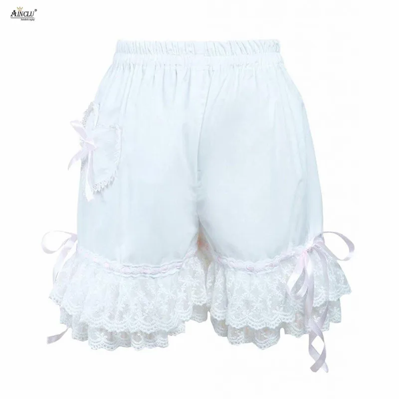 

White Pink Black Lolita Shorts Womens Cotton Lovely Bow Lace Lolita Bloomers/Pants Ainclu XS-XXL High Quality Free Shipping