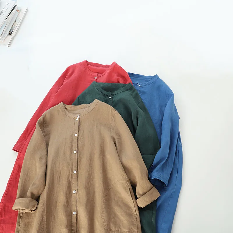 

Flax Stand Lead Long Sleeve Shirt Lengthen Fund Skirt Literature Suit-dress h190615