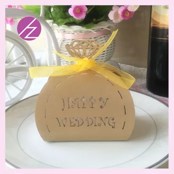 

50pcs/lot laser cut happy wedding design cute jewel design wedding decoration candy favors boxed for marriage Gift Paper Favors
