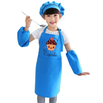 

Summer thin section boys and girls apron young children chef hat cuff paintings baking shop summer vacation interest class