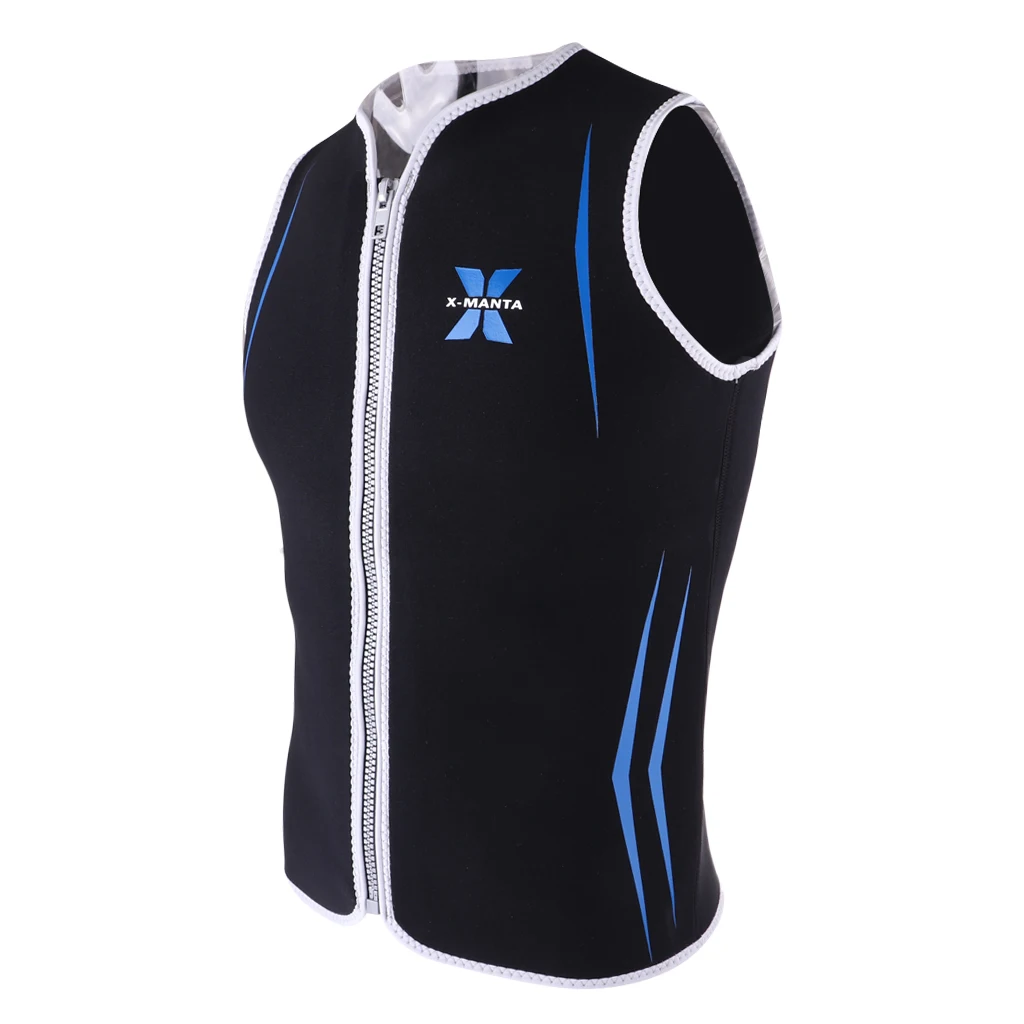Premium 3mm Men's Wetsuits Neoprene Sleeveless Front Zipper Vest Jacket Top for Scuba Diving Surfing Swimming Snorkeling Suit