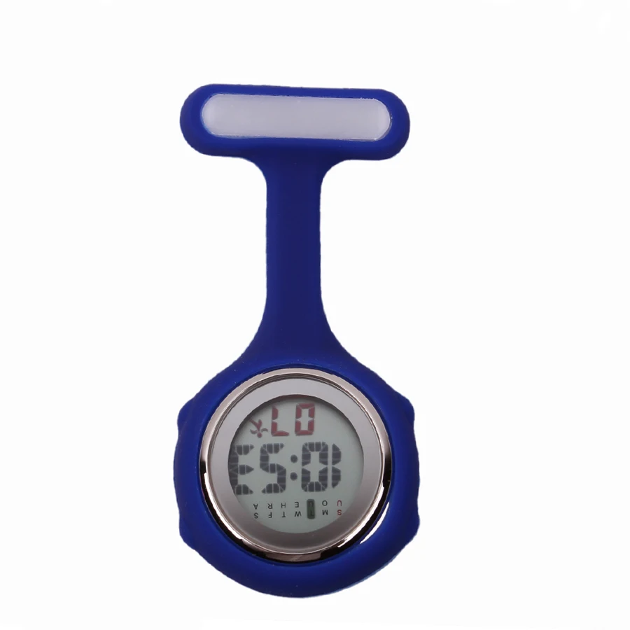 Цифровой силикон Медсестра часы кармашек для часов Часы Доктор Медсестры часы брошь лацкан медицинские часы для медсестры Кварц с зажимом ALK - Цвет: blue