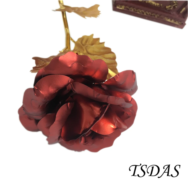 

Handmade Red Rose Flower 25*8cm, 24k Gold Plated Rose Wedding Gift 1pc Drop Shipping