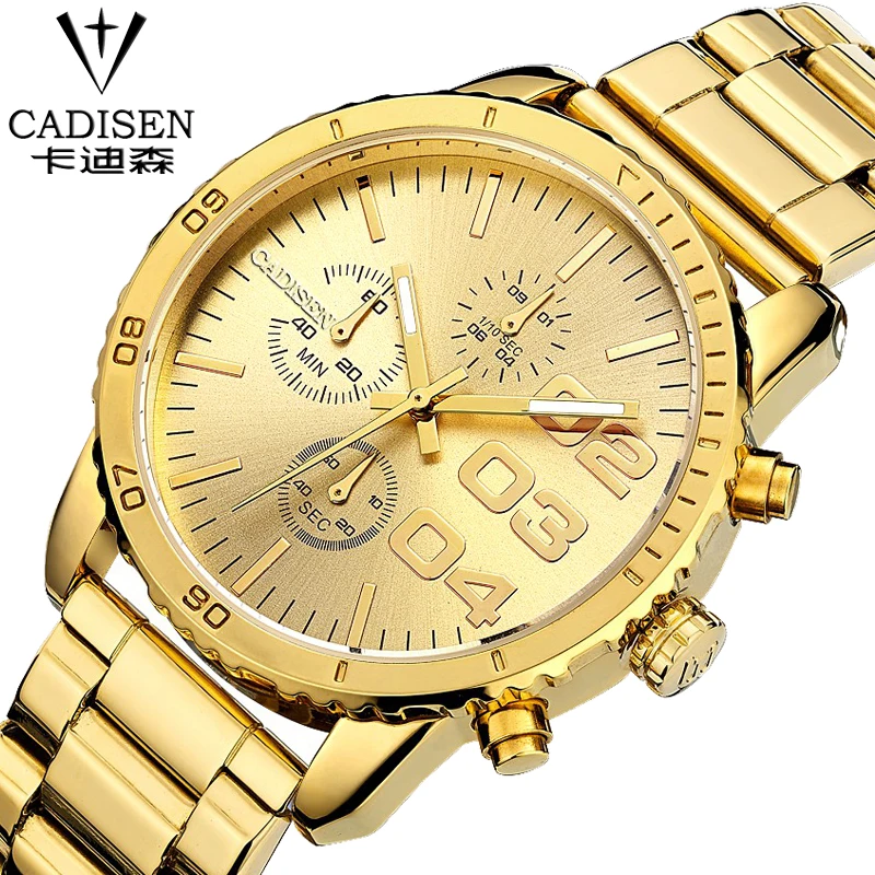 Cadisen часы мужчины luxury brand Швейцарский reloj relogio masculino военная кварцевые полный