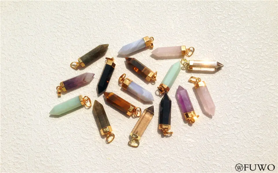 Natural Semi-precious Stones Long Point Pendant 9