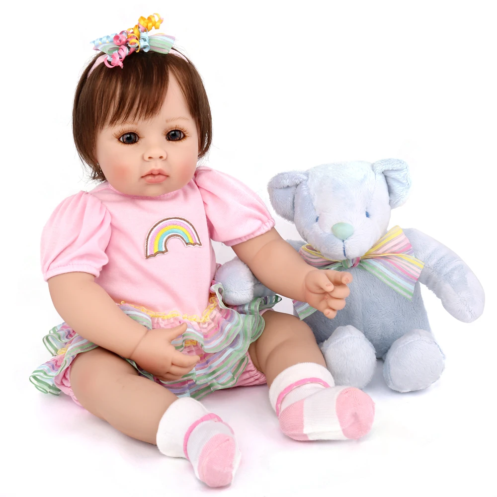 

Handmade 20inch Silicone Vinyl brown eyes princess toddlers dolls creative Reborn Baby Doll Toy For Kid Girl kids play house
