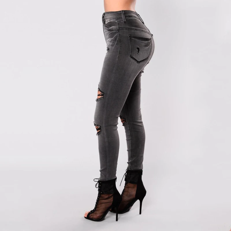 Weweya плюс Размеры 4XL рваные джинсы женские тощие Высокая талия джинсы черные джинсовые узкие брюки пуш-ап Женские Брюки-Капри