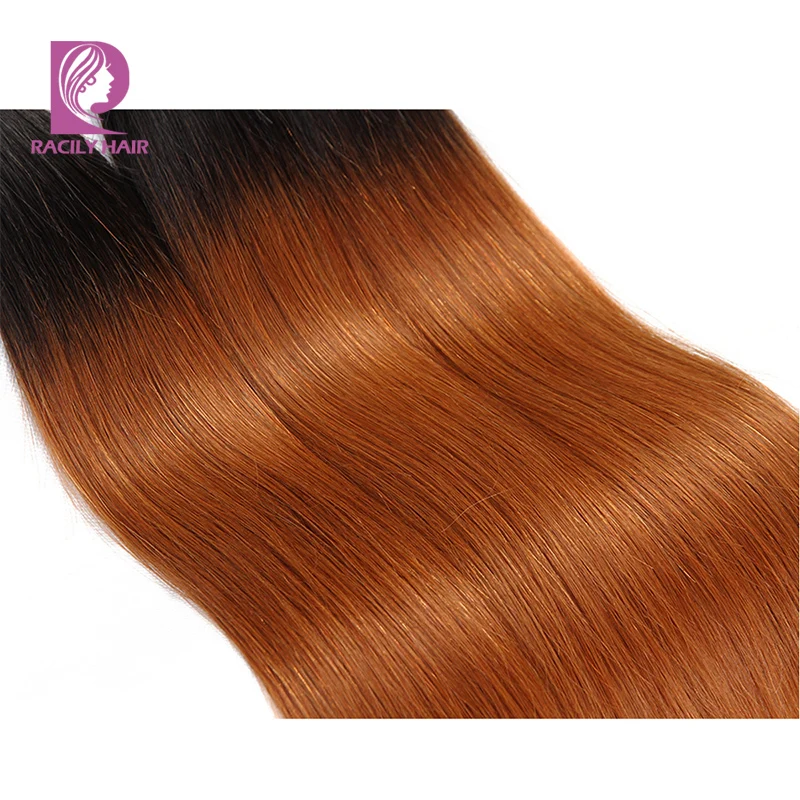 Racily Hair T1B/30, перуанские прямые волосы Remy, человеческие волосы, 3/4 пряди с закрытием, коричневые волосы с эффектом омбре, вплетаемые пряди с закрытием