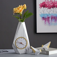 Классические геометричные, многоугольные ваза керамическая с цветами искусство ремесла домашний офис Декор на стол мраморная ваза в полоску подарок с часами
