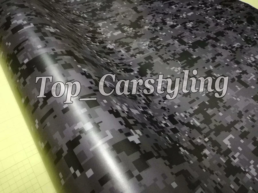 black gray digital pixel camo vinyl car wrapping covering  (2)