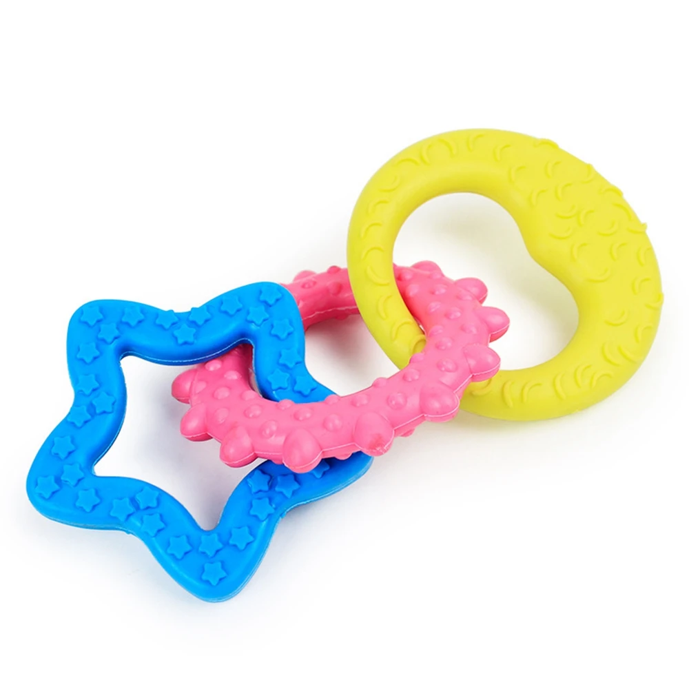 

Rubber Sun Moon Star Triple Link Grenades Hollow Footprint Ball Environmental TPR Printing Bump Rubber Pet Bite Toys Pet Toys