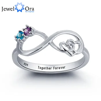 

Personalized Infinite Love Promise Ring Couple Stone 925 Sterling Silver Cubic Zirconia Ring Free Gift Box (JewelOra RI101783)