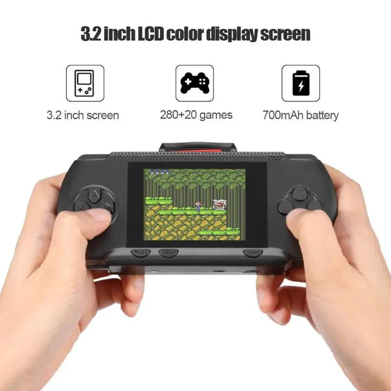Детская портативная игровая консоль Classic 8bit 3,2 дюймовая Игровая приставка Встроенная 280 игр поддержка вывода AV-0UT