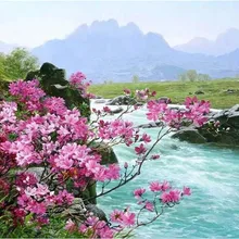 Очаровательная Весна полна пейзаж печатных DIY цифровой живописи маслом по номерам ручная роспись маслом 40x50 см без Рамки