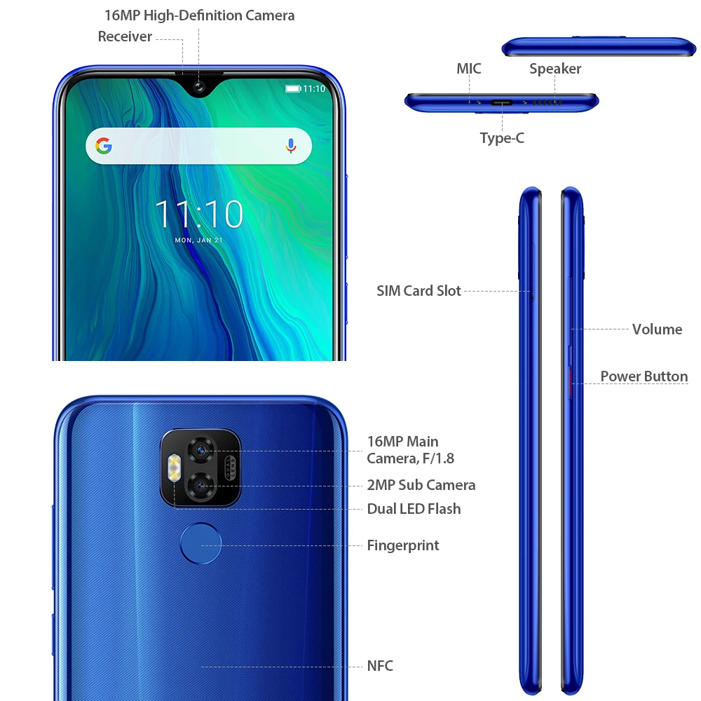 Ulefone Power 6 4G LTE смартфон с восьмиядерным процессором MTK6765V 3 дюймовым дисплеем ОЗУ 4