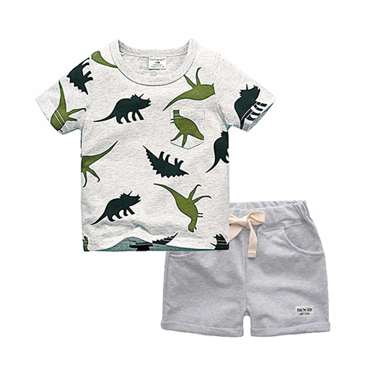 

BINIDUCKLING Boys Sets 2018 Children Set Summer Boy Shorts Clothes Cartoon Dragon T-Shirt and Pants for Kids Baby Cotton Suit