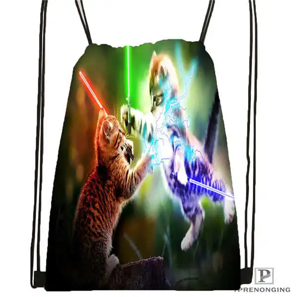 Custom spacecat 36 Drawstring Backpack Bag Cute Daypack Kids Satchel Black Back 31x40cm 180612 03 cat