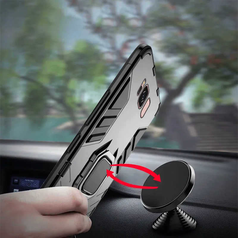 

Shockproof Armor Case For Samsung Galaxy A50 A60 A70 A10 A20 A30 A7 A8 A9 S8 S9 S10 Plus J4 J6 Plus Stand Holder Car Ring Covers