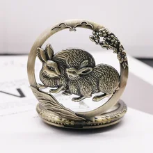 Винтажное ожерелье с подвеской в виде милого кролика, карманные часы, кварцевые часы с подвеской, подарки для мужчин, женщин и детей, reloj de bolsillo