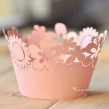 Розовый подсолнечника Лазерная резка Завертчицы, DIY Свадьба бумаги торт чашки булочки чашки Случаях Вкладыши wrapper