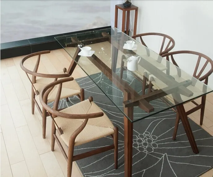 Nordic Ikea Creative Glass Dining Table Old Pine Desk Computer