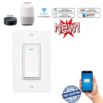 

Wifi Smart Wall Switch Light Panel Mobile APP Remote Control Wireless US Plug Smart Switch Work with Amazon Alexa Google Home