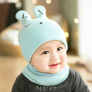 

2pcs/set Newborn Baby boy girls Knit Hat Scarf Set Cartoon Rabbit Caps Scarve Winter Beanie Hat Scarf suit 0-12 Months
