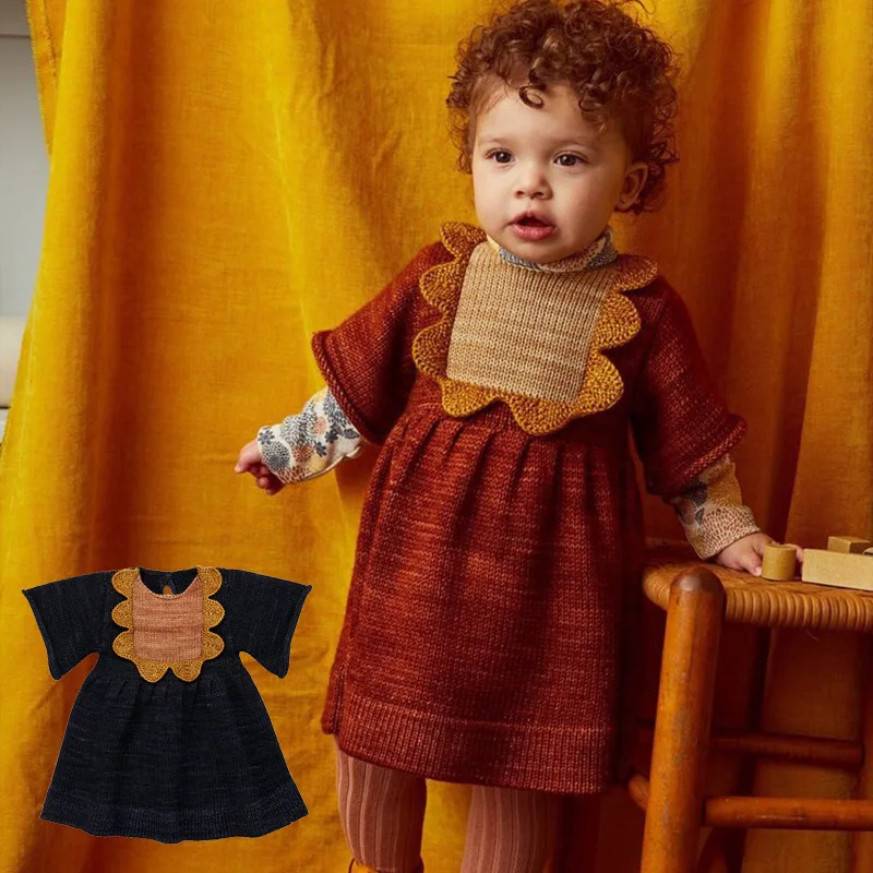 

Flower Girls Dress Spring Summer Knitted Princess Dresses for Girl New Fashion Costume Kids Thanksgiving Clothes Robe Fille 2019