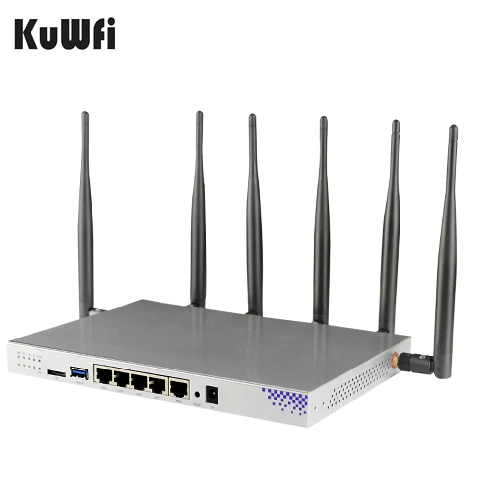 

KuWFi 1200Mbps Wireless Router Openwrt 3G/4G LTE Wifi Router Dual-band Router Wifi Repeater With SIM Card Slot&RJ45Ports