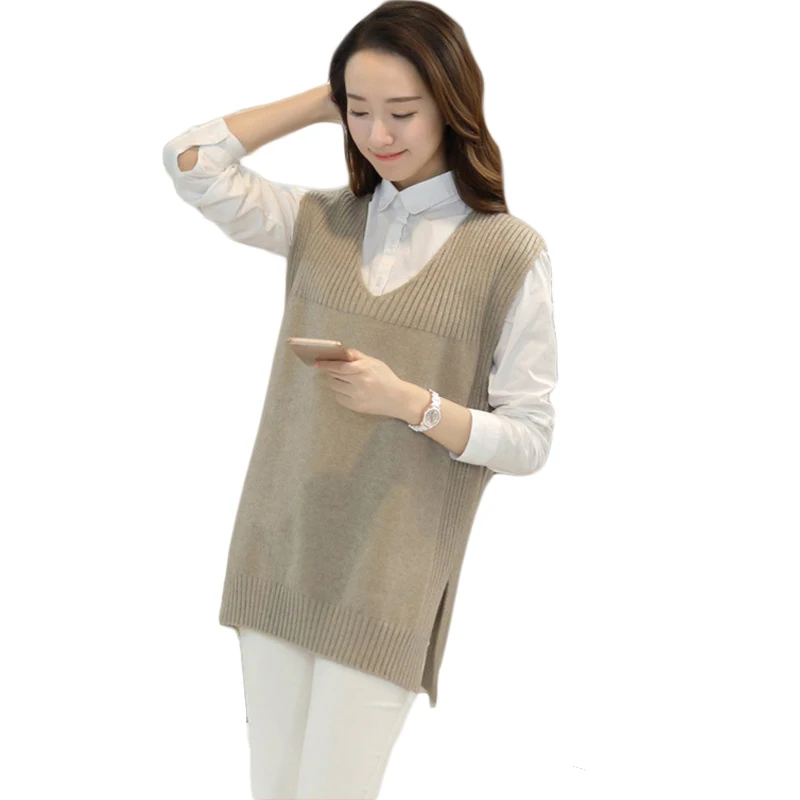 2019 Autumn Cashmere Sleeveless Women Sweater Vest Female Casual V Neck