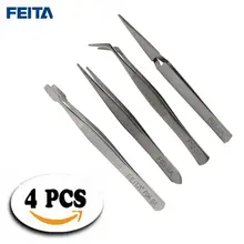FEITA 4 шт./компл. прецизионный Пинцет из нержавеющей стали набор электронных тончайших наконечников для рукоделия ювелирных изделий для маникюра ногтей хобби выбор инструмент