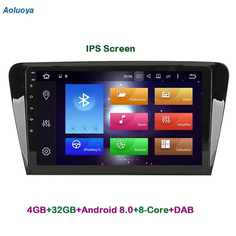 Excellent Aoluoya 4GB RAM 32G ROM Octa Core Android 8.0 CAR DVD GPS Player For Skoda Octavia 2014 2015 2016 Radio GPS Navigation bluetooth 0