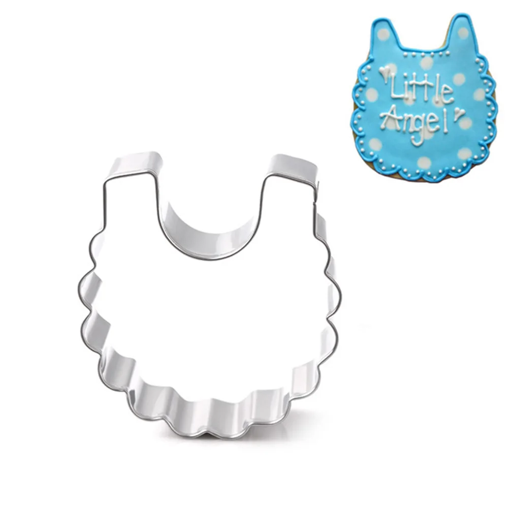 DIY Baby Shower Bottle Bib Shape Biscuit Cookie Chocolate Cutter Fondant Feeding Christmas Bottle Cake Mold Pastry Kitchen Tool - Color: 1
