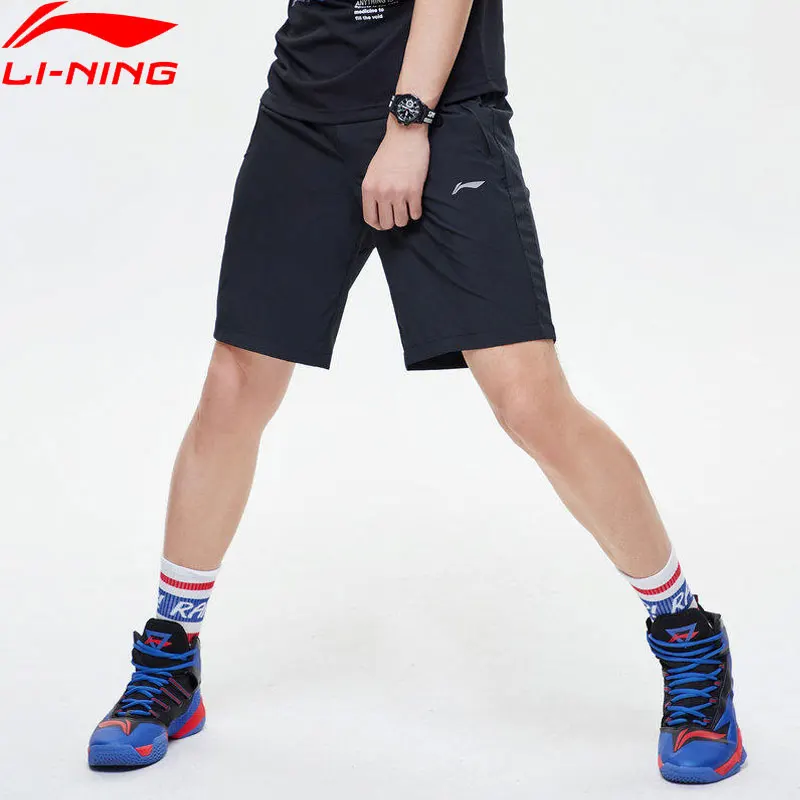 Li-Ning мужские тренировочные спортивные шорты из 88.8% полиэстера и 11.2% спандекса с подкладкой для фитнеса AKSP067 MKD1632