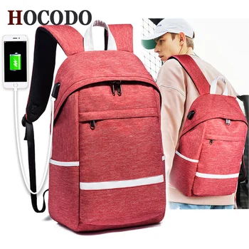 

HOCODO 2018 New Women Men School Backpack Bag For Boy Girls Male Travel Mochila Anti-Thief USB Bagpack 15.6inch Laptop Backpack