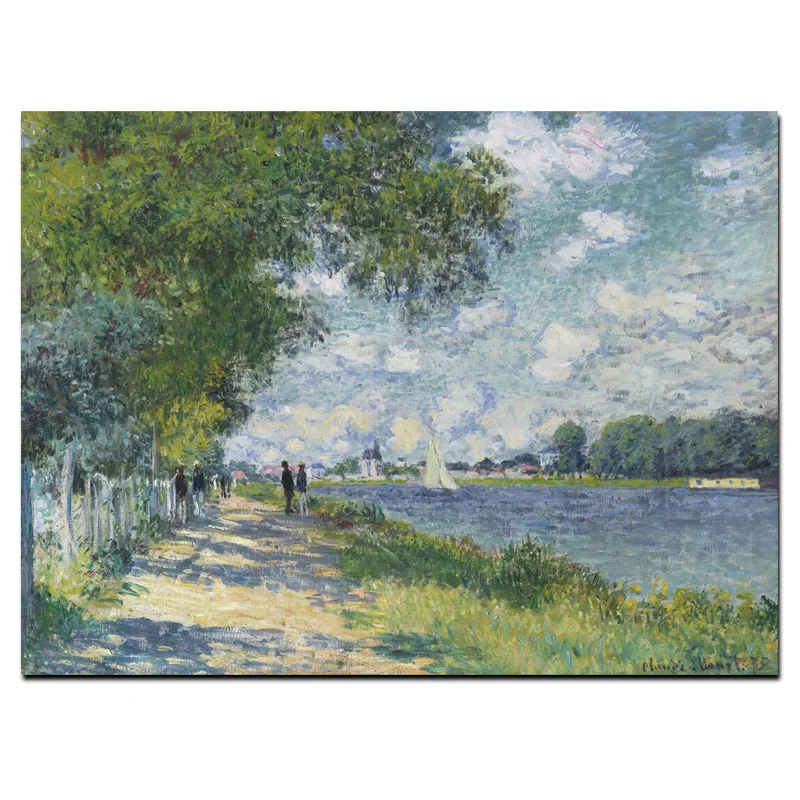 

Claude Monet Seine in Argenteuil Impressionist Landscape Oil Painting on Canvas Art Poster Wall Picture for Living Room