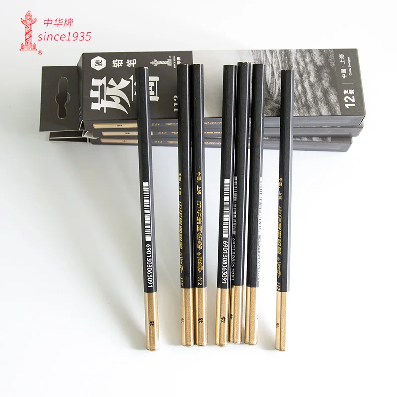 

12pcs/lot premium charcoal drawing pencil high quality sketch pencil excellent drawing Chunghwa 112
