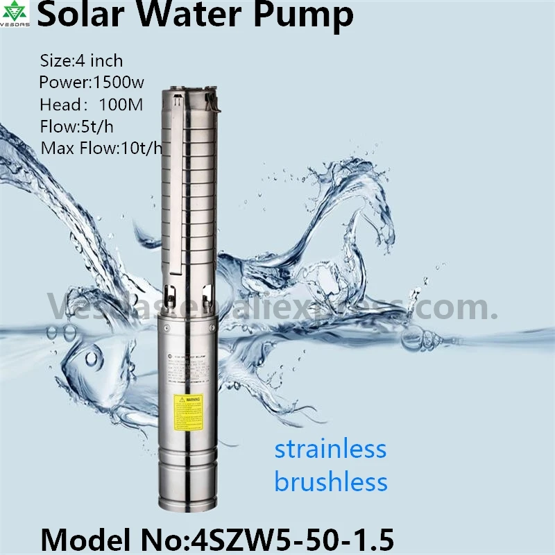 

4Inch 1500W AC220V DC300V with Permanent Magnet Synchronous Motor Flow 5T/H Head 50M for Farm Deep Well Solar Water Pump