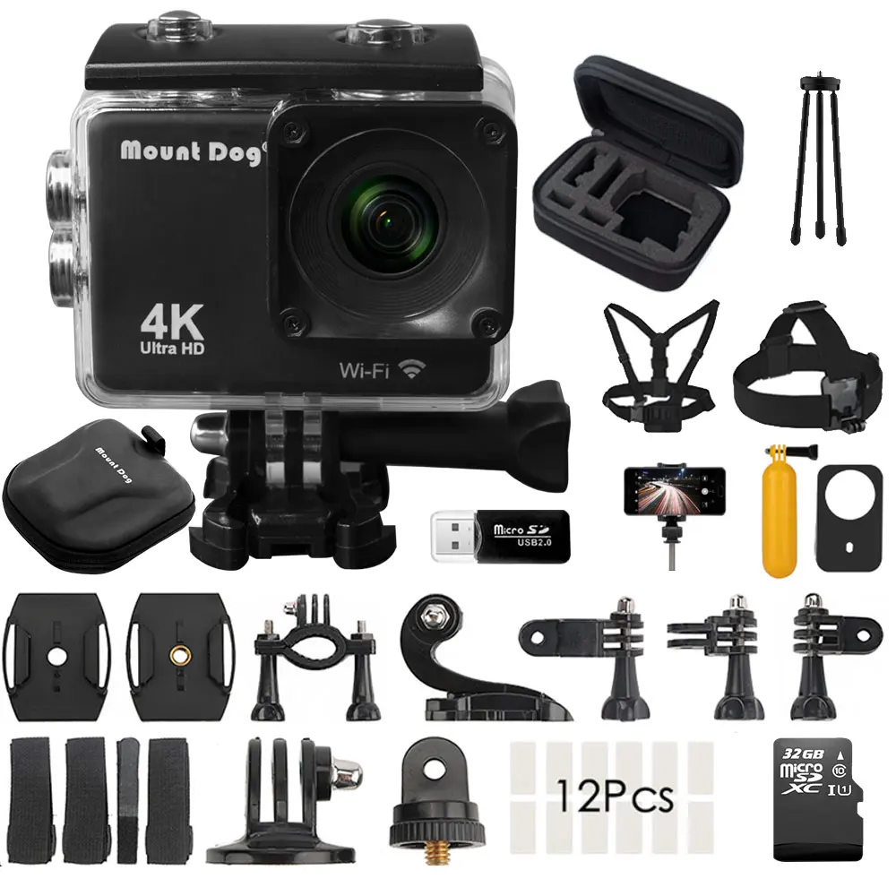 

MountDog gopro hero 7 Action Camera HD 4K WiFi Sport Video Camera Recorder Cam Waterproof Case Tripod Camera Accessories