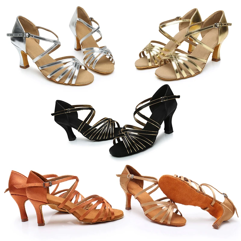 Alharbi/Танцевальная обувь из сатина/ПУ, бальные туфли для латинских танцев для женщин/Танго и сальсы, обувь 5 см/7 см, женская летняя обувь на каблуке