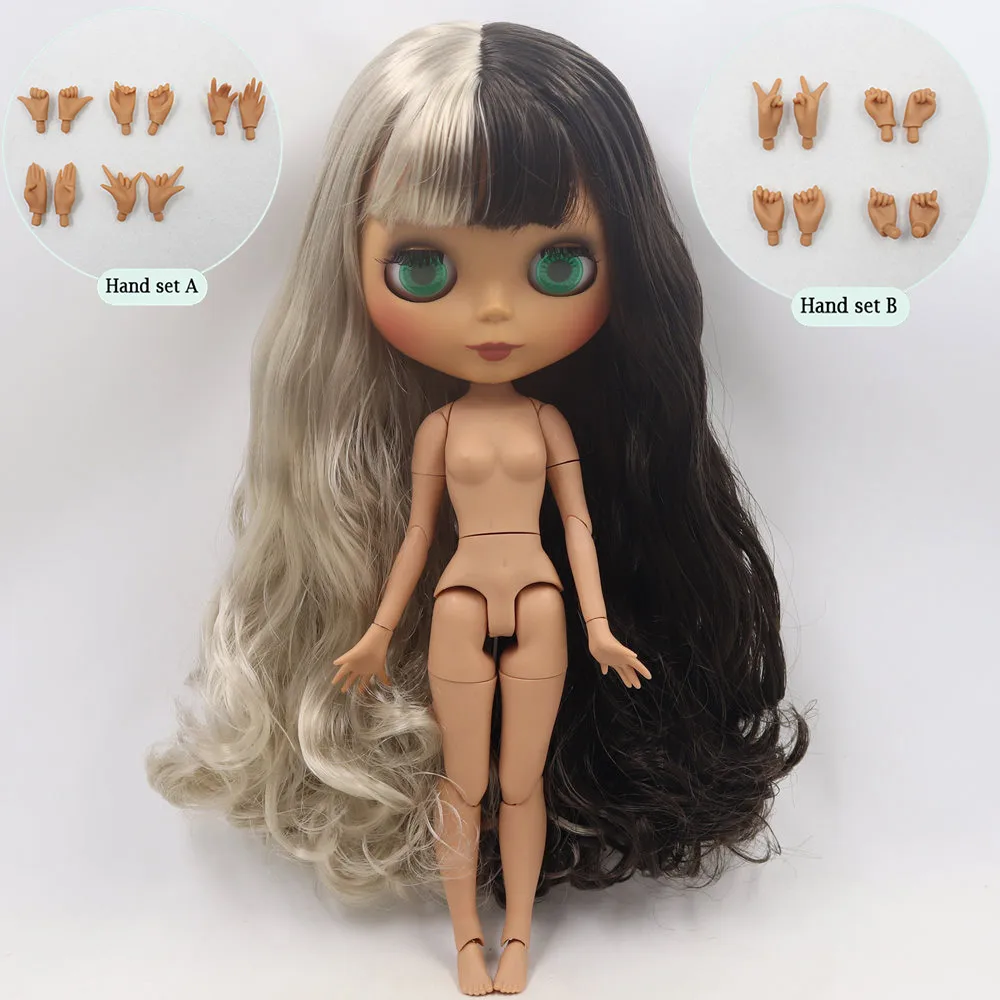 ICY Nude Blyth Кукла № BL950/8800 черный микс серебряные волосы суставы тела черная кожа матовое лицо 1/6 BJD - Цвет: like the picture