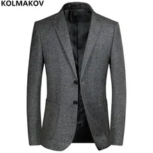 Новинка, мужские блейзеры, мужские осенние зимние классические серые блейзеры, мужские деловые Роскошные блейзеры для нежных мужчин, M-3XL
