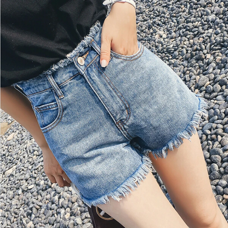 Модные женские шорты летние тонкие женские широкие шорты свободного кроя с высокой талией женские джинсовые шорты большого размера
