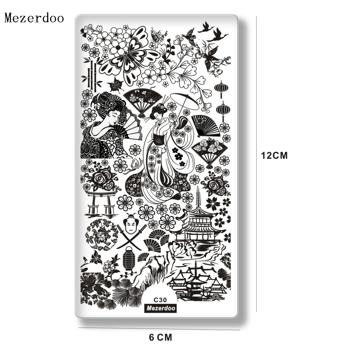 Japanese Series Nail Stamping Template Warrior Geisha Lantern Images Printing Art Plates Stencil for Hand Nails Decoration C30 2
