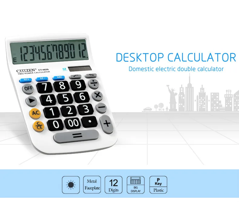 Электронный калькулятор с большими кнопками Larg DisplayComputer двойной солнечной энергии Настольный расчетная машина ручной