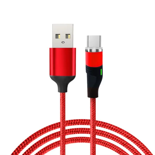 VOXLINK 1 м светодиодный магнитный USB кабель для iPhone Xs 6 и USB TypeC кабель и Micro USB нейлоновая оплетка для samsung Xiaomi huawei USB C - Цвет: Red for Type C